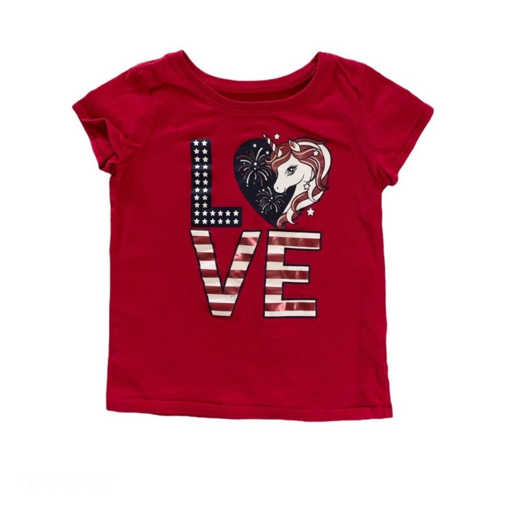 Children's Place Patriotic “Love” Unicorn Shirt Size 5T PLAY